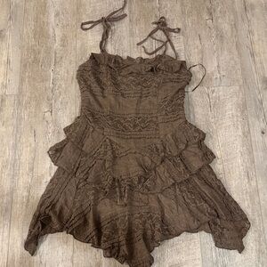 Privy Elegant Brown Lace Dress